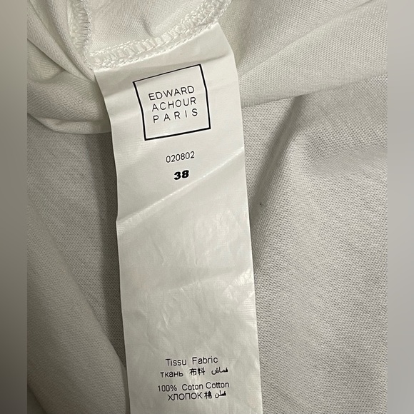 Edward Achour Paris Bow Sailor Style White High-Low Blouse Size 38 (Medium) - Picture 7 of 8